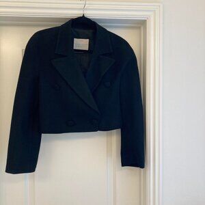 size 38 Blazer Cropped Jacket Black Wool Peacoat